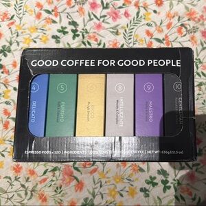 Nespresso Capsule Set with Blue, Green, Yellow, and Purple